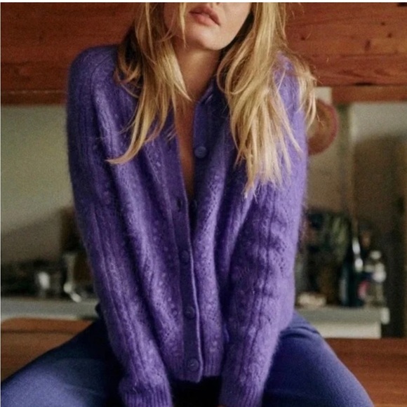 Sezane Sweaters - Sezane Magda Cardigan in Purple XS